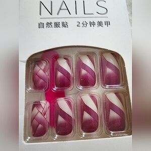 2 for $18 Broken Crack Wine Red Press on Nails 2 Sets New